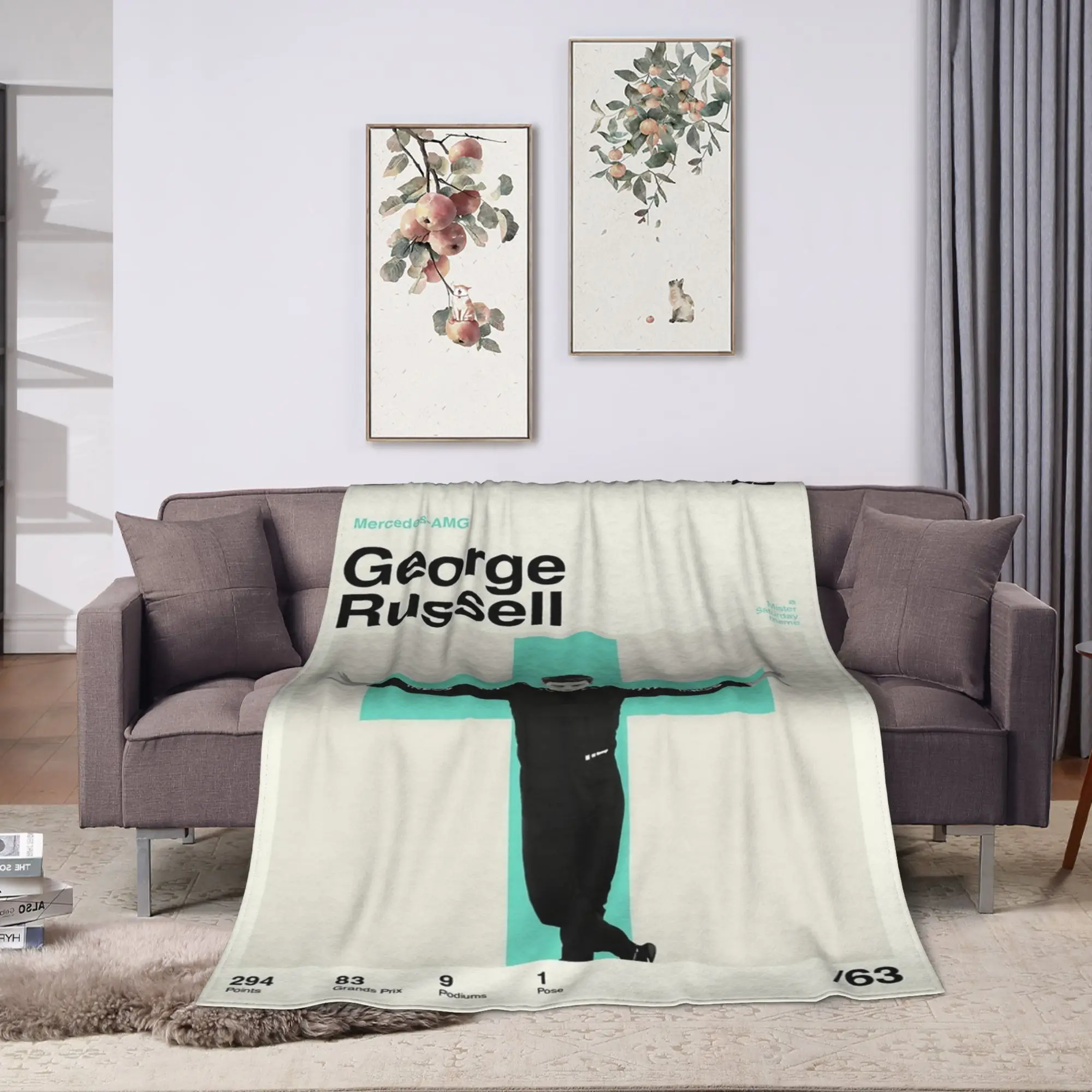 George Russell Modern Mid Century Poster Blanket Fleece Spring Portable Lightweight Thin Throw Blanket for Sofa Couch Bedspread