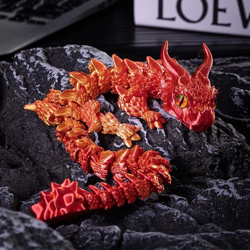 3D Printed Magic Dragon 22cm Movable Joint Fidget Toy Rotatable Articulated Office Desktop Ornament Adults Crafts Gifts