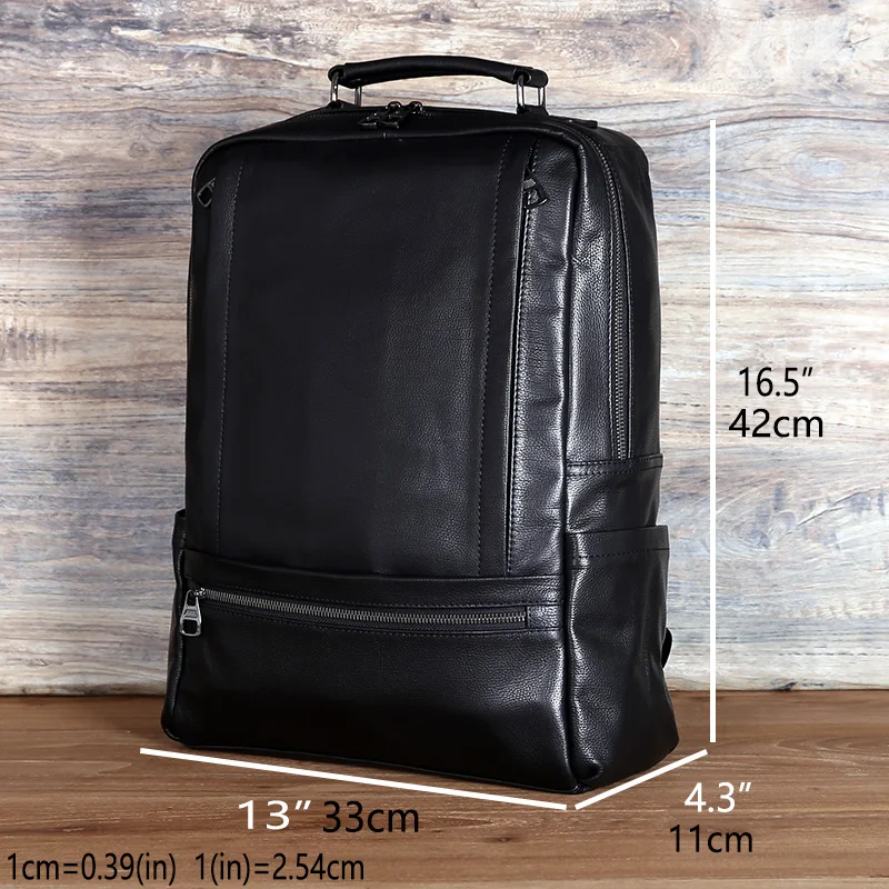 Imagem -06 - Mochila de Couro Masculina Grande Capacidade Bolsa para Computador Bolsa de Viagem de Couro Alta Qualidade Moda Empresarial 15