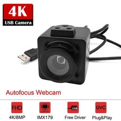 Cámara web 4K IMX179, Sensor sin distorsión, USB, autoenfoque, OTG, UVC, Mini caja industrial, para transmisión en vivo, imagen de enseñanza, aquisiti