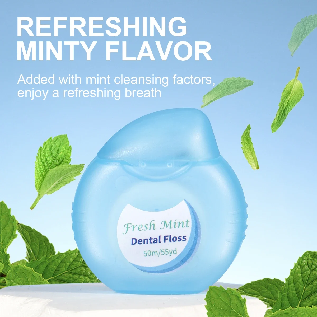 Refreshing Mint Dental Floss Roll Eliminates Plaque & Trapped Food, Multi-Care Oral Cleansing System, Fine Thread Protects Gums