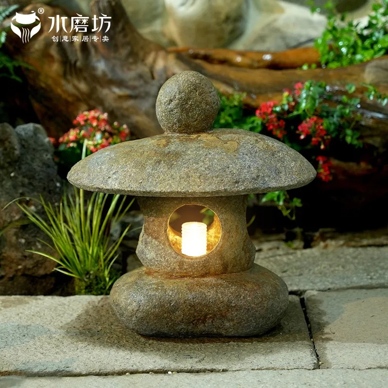 Chinese antique garden light outdoor solar stone lantern villa garden lawndscaping decoration ornament