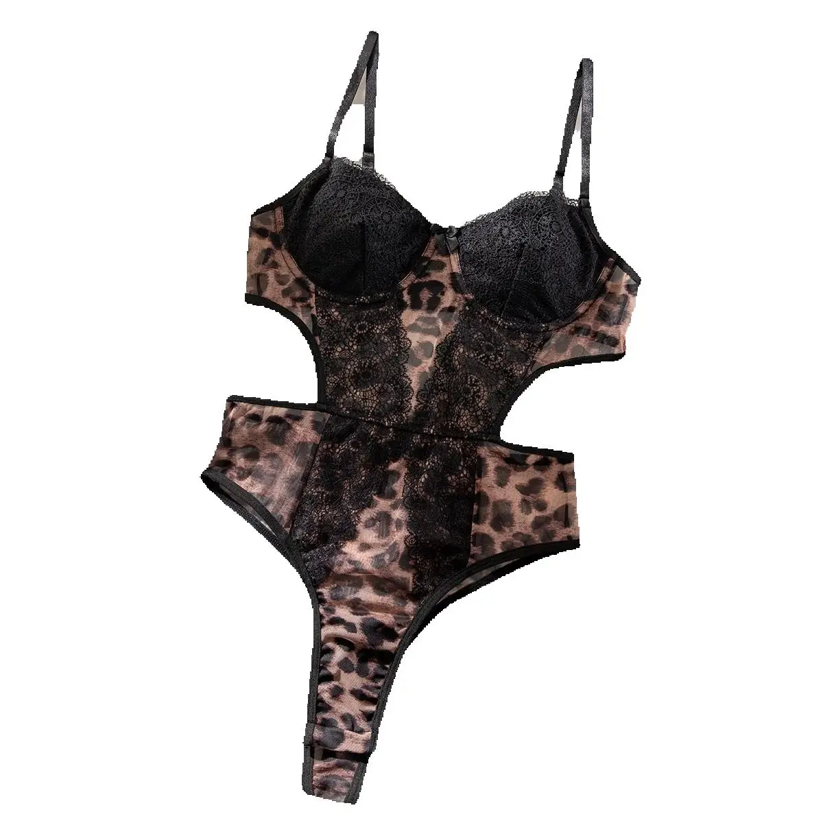 

Women Summer Leopard Printed Bodysuit Halter Sleeveless Backless Jumpsuit One Piece Hollow Out Shapewear Nightclub Sexy Lingerie