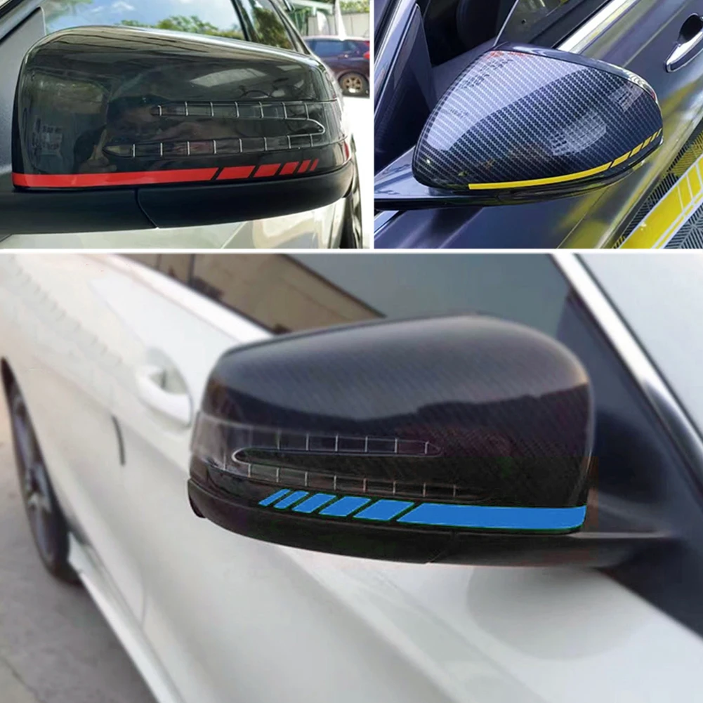 2Pcs Rearview Mirror Side Stripes Sticker Vinyl Decal For Mercedes Benz W204 W205 W176 A45 W213 C63 AMG W212 C253