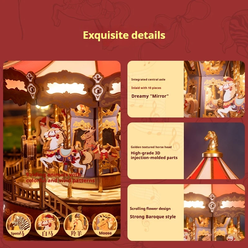 

Music Box Building Block Model Kit Diy Handmade Creative Assembly Toy For Women Christmas Gift With Feature Creative Carousel