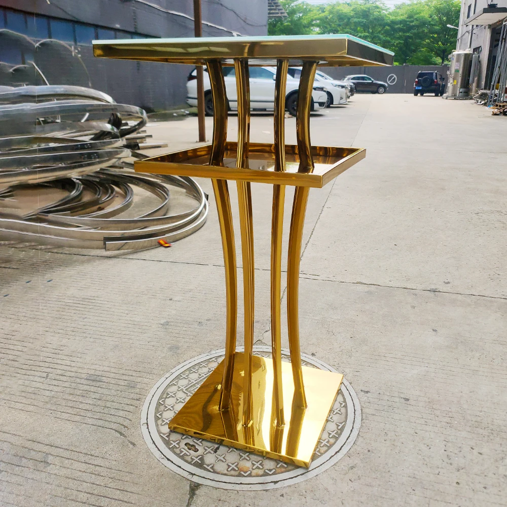 Wholesale High Quality Gold Stainless Steel Wedding Stainless Steel Frame Table for Banquet Hotel Furniture
