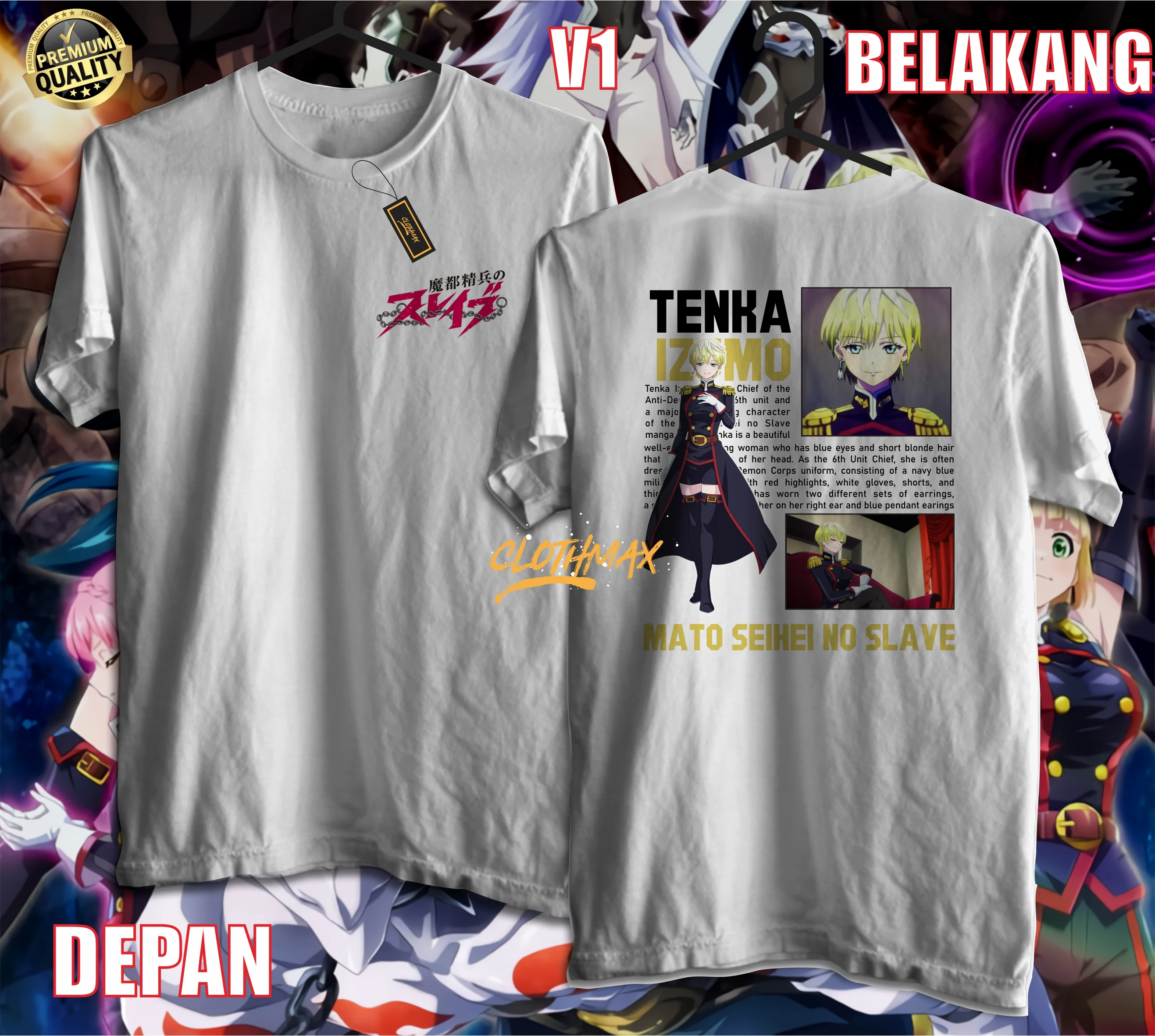 Kaos Tshirt Anime Izumo Tenka Mato Seihei No Slave Chained Soldier Kyouka Uzen  Yuuki Wakura