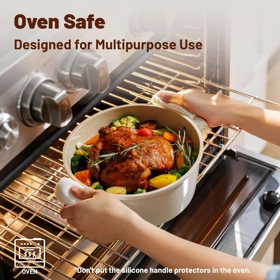 Набор керамической посуды с антипригарным покрытием для домашней кухни: нетоксичные здоровые кастрюли и сковороды с керамическим покрытием, не менее