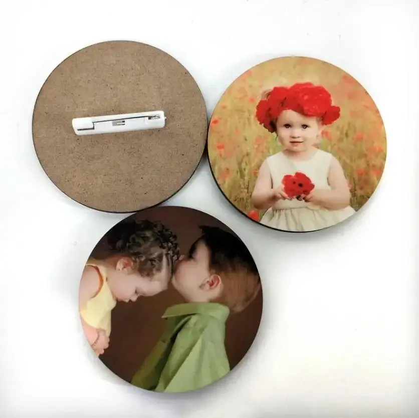 30Pcs Sublimation Name Buttons Blanks with Pins 3 inch MDF Buttons Pins Sublimation Blanks Christmas for School Projects