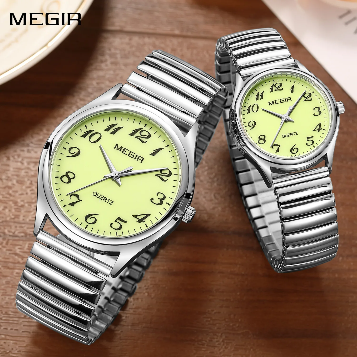 

MEGIR модные часы для пар, простые водонепроницаемые кварцевые наручные часы из нержавеющей стали для мужчин и женщин, часы Reloj Hombre Montre Femme 1088