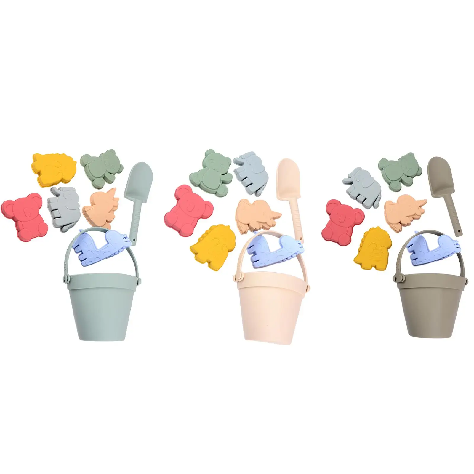 8 Pieces Silicone Beach Toys Beach Bucket and Spade Set for Travel Bathtubs