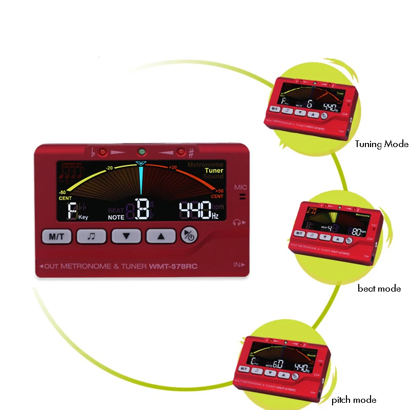 3 in 1 Tuner Metronome Tone Generator with Clip on Microphone, Rechargeable Digital Metronome Tuner for Guitar, Bass, Violin