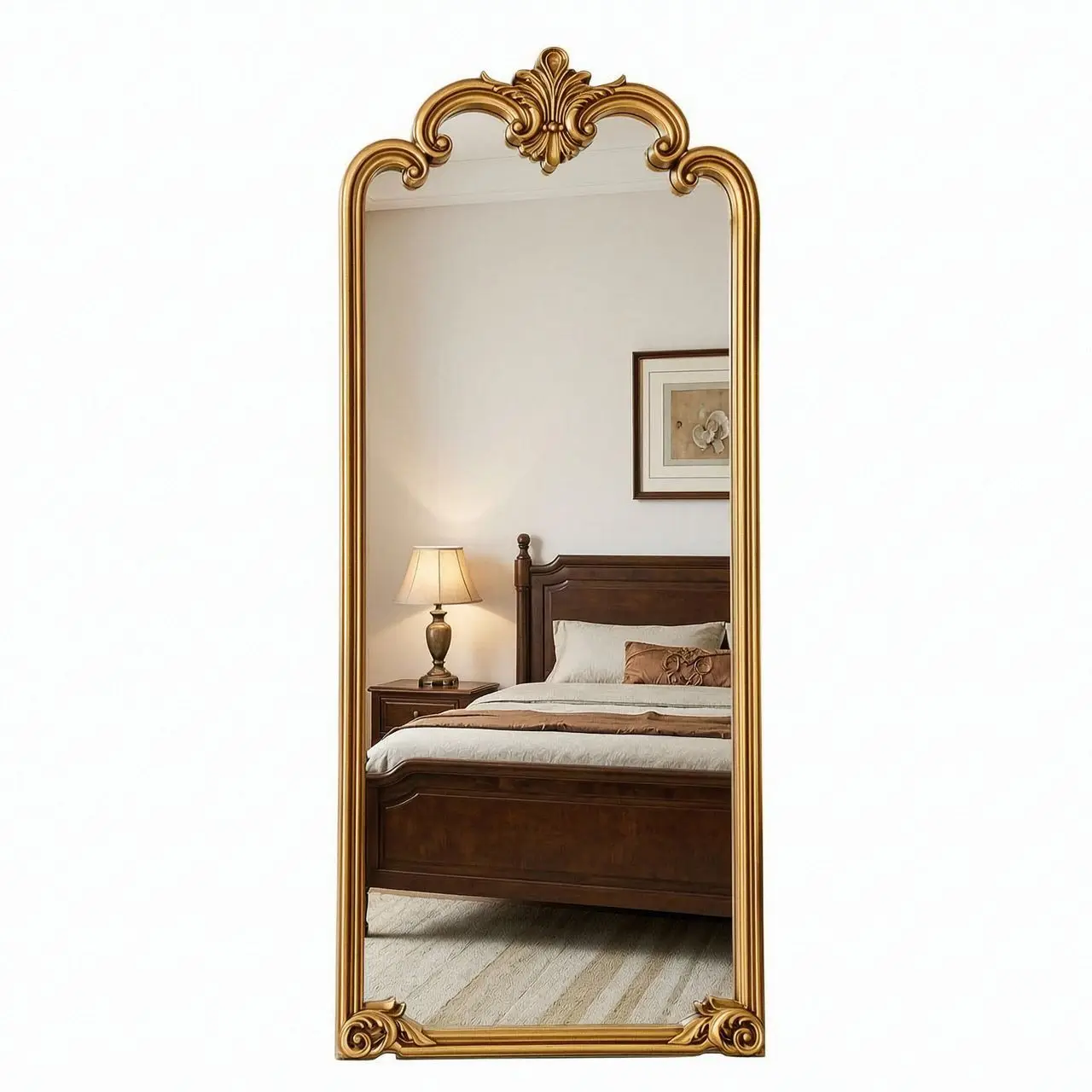 Simple European Corridor Narrow Version Full-length Mirror Clothing Store Fitting Mirror Living Room Retro Floor Mirror Dressing