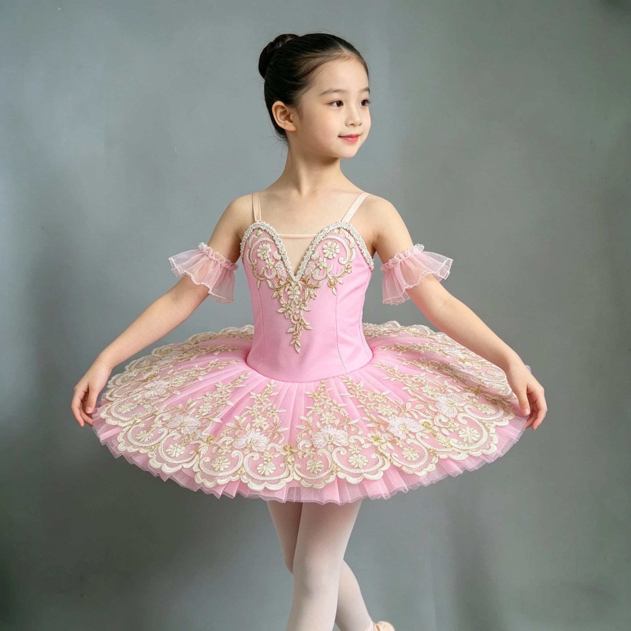 Children's Ballet Tutu Dress, Little Swans Dance Costume, Princess Tulle Skirt with Straps, Girls' Performance Wear