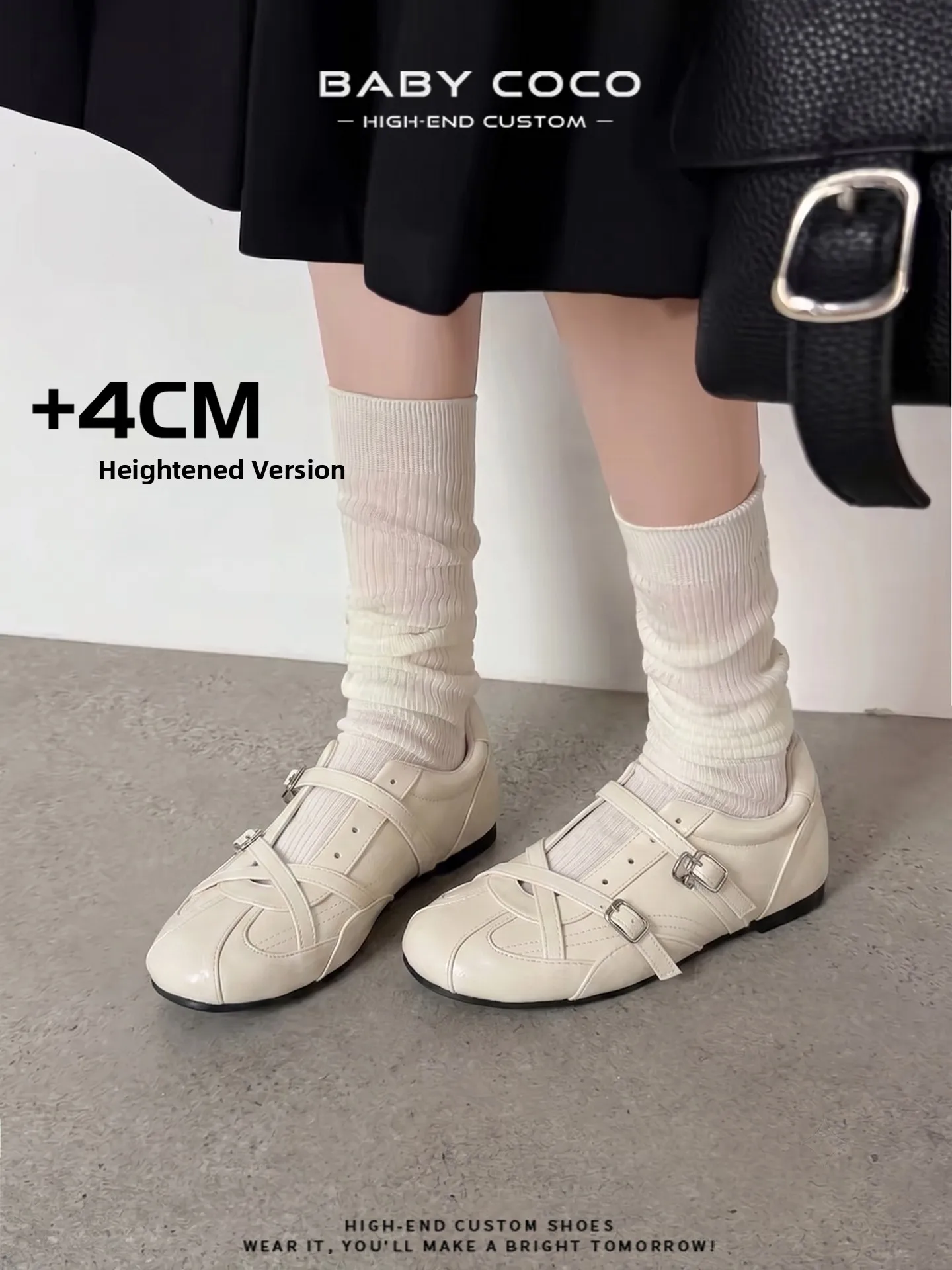 leather-mary-jane-flat-shoes-women's-casual-style-increased-height-soft-bottom-ballet-flats-buckle-closure-round-toe-rubber-sole