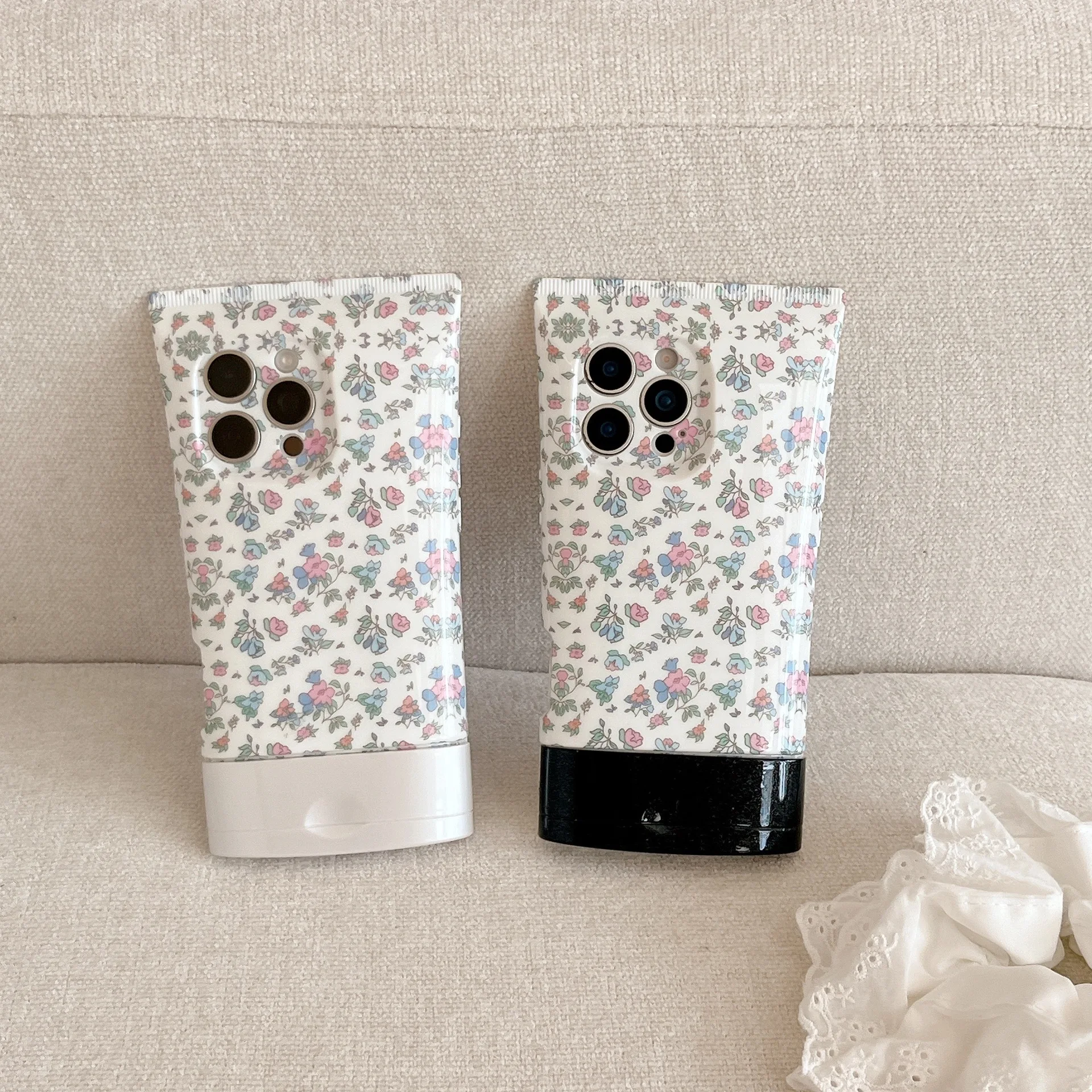 

New Korean INS Floral Print Creative 3D Facial Cleanser Shape Phone Case For iPhone 16 15 14 13 12 Pro Max Protective Cover
