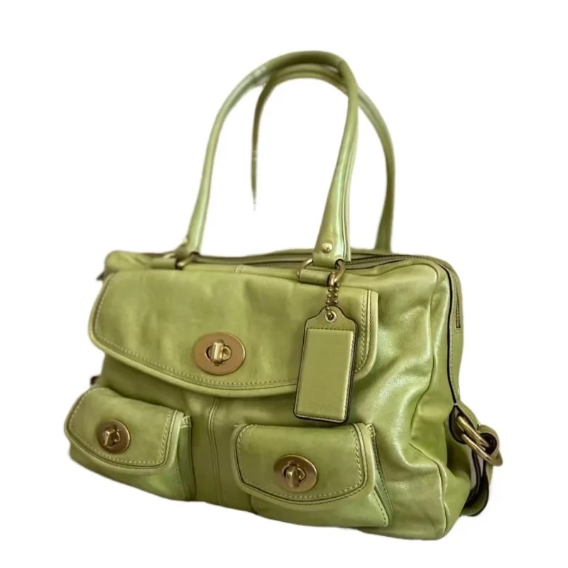

Large-Capacity Light Green Handbag Multi-compartment Adjustable Shoulder Strap Exquisite Temperament Simple Leisure Fashion New