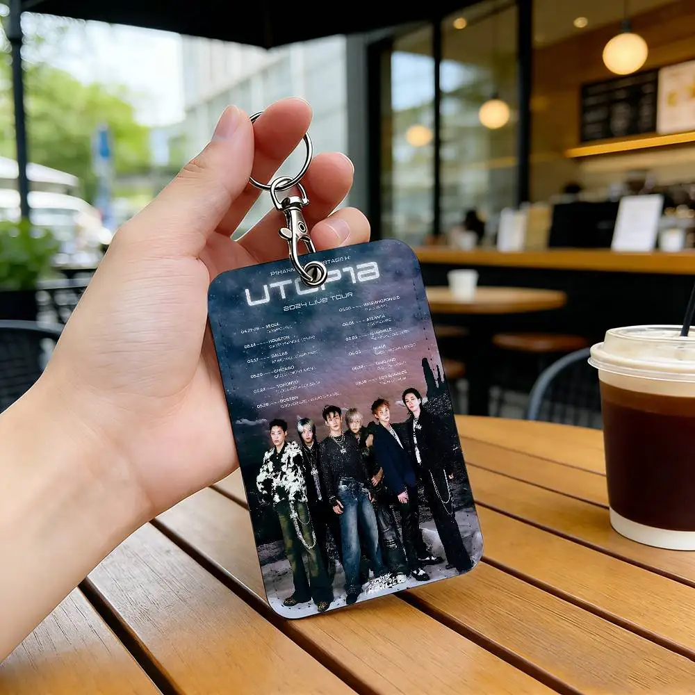 Male singing group P-P1HarmonyS KPOP Rectangle Keychain Card Holder, Badge Credit Card Holder, Student ID Card Holder