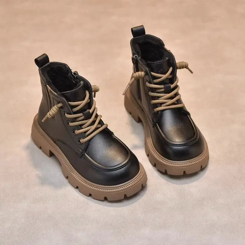 Kids Winter Fashion Boots for Girls Soft Sole Short Boots Warm Cotton Lined Ankle Shoes for Children Anti Slip Outdoor Boots
