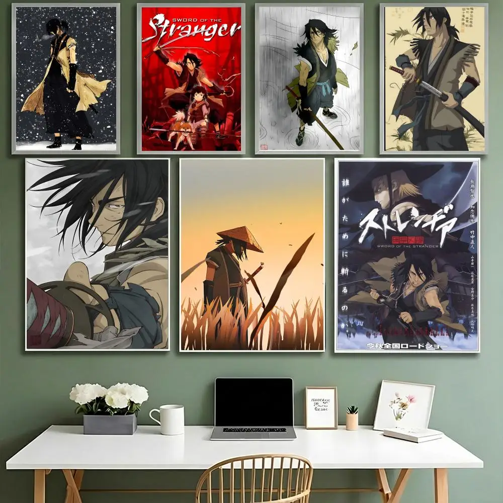 Póster de anime de artes marciales Sword of the Stranger HD impermeable de alta dureza autoadhesivo decoración de pared Universal