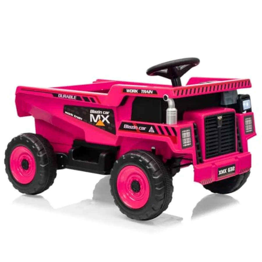 Ride-On Dump Truck For:12V Battery-Powered Construction Vehicle With Remote Control, Dump Bed And Shovel, 16.5-Inch Spacious Se