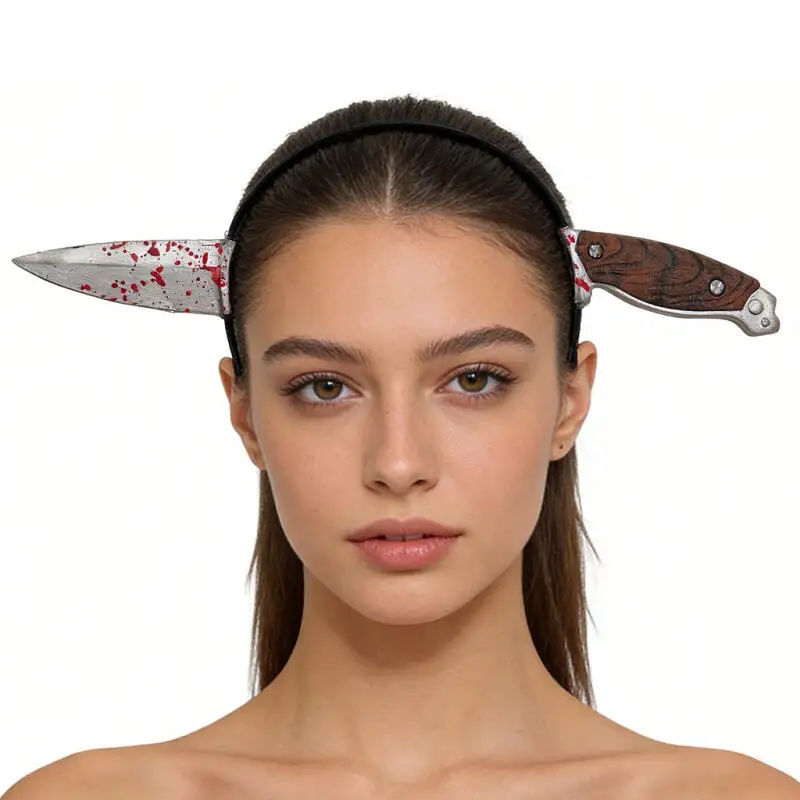 Diadema de Halloween con Cuchillo Falso y Estampado Sangriento, Aro para el Cabello de Terror, Accesorio de Disfraz de Cosplay, Accesorio de Terror para la Cabeza, Regalo para Fiesta
