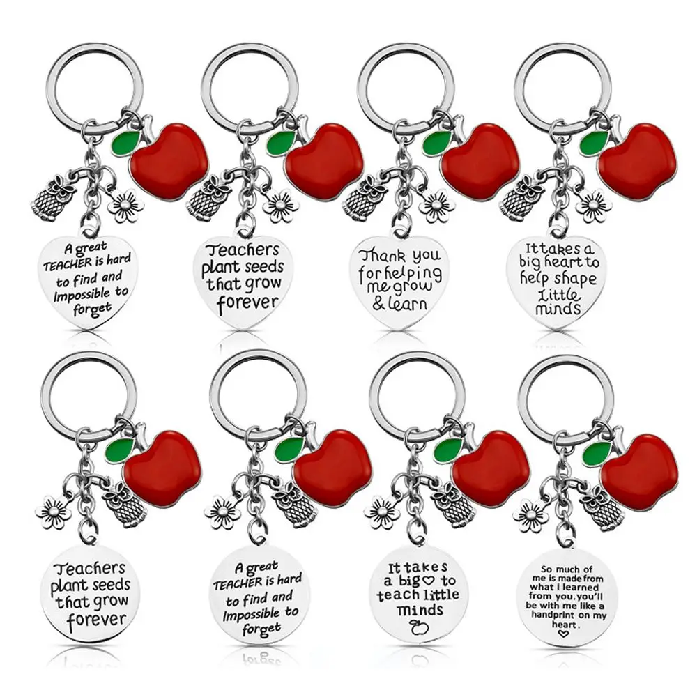 Thank You Teacher Cute Women Backpack Charm Mentor Fashion Jewelry Teacher's Day Gift Bag Pendant Key Ring Teacher Keychain