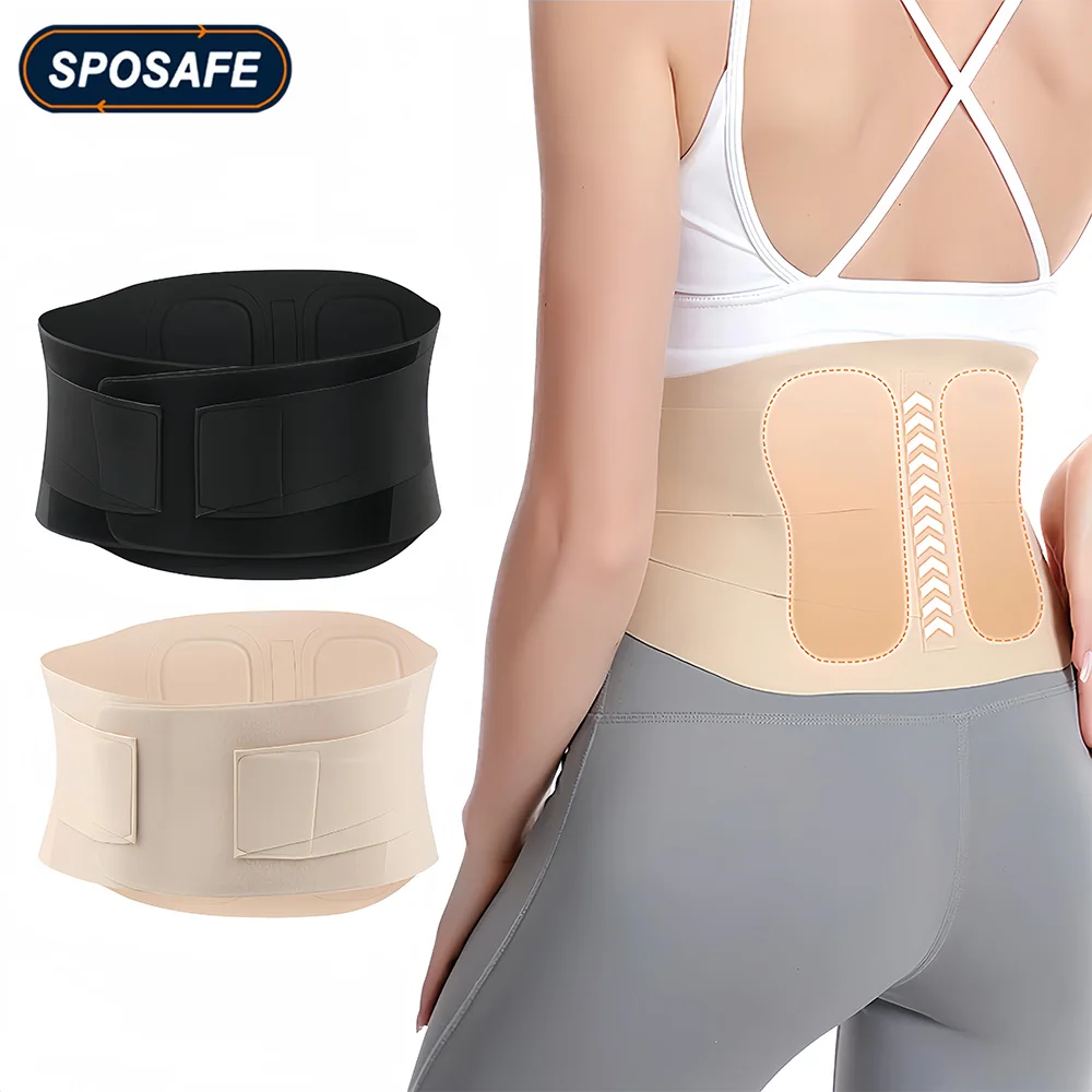 Ultra Thin Back Brace with Lumbar Pad, Seamless Yoga Fabric for Men Women Lower Back Pain Relief, Sciatica Scoliosis, Sport,Work