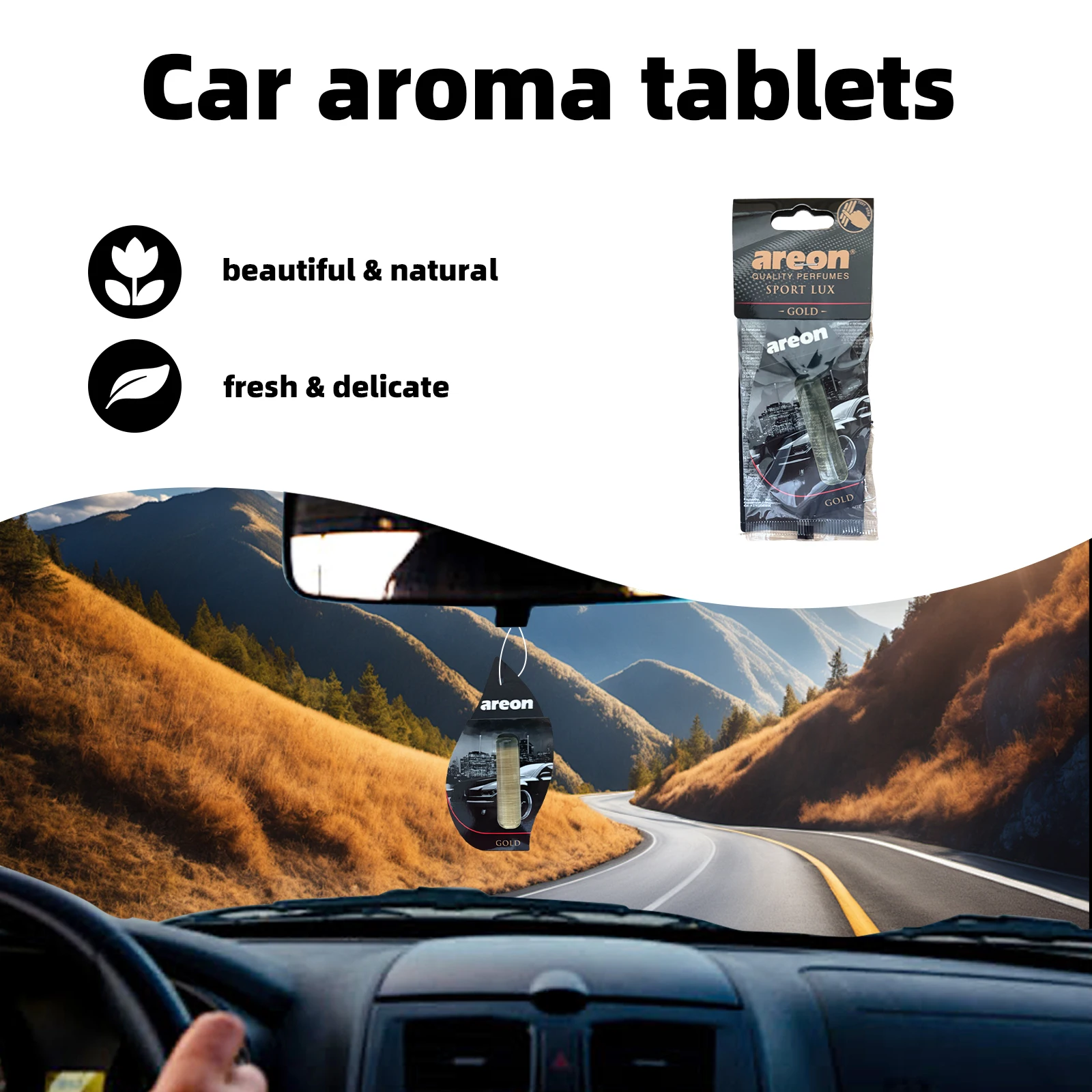 Aeron 5/20pcs GOLD Scent Car Air Freshener, Natural Tea-Scented Paper, Car-Mounted Hanging Type, Car Interior Accessories view 3