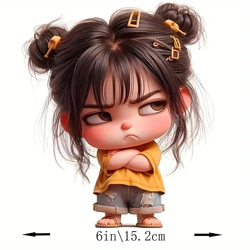 Angry Girl Vinyl Sticker Cartoon Decal for Car Laptop Water Bottle Truck Phone Motorcycle Wall Cup DIY Decor
