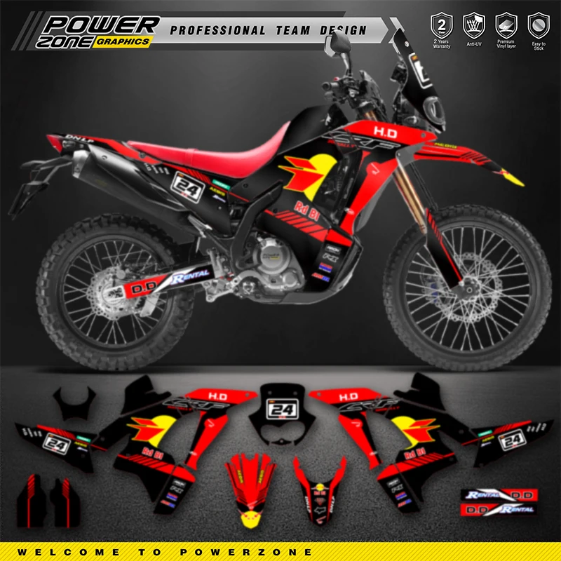 PowerZone Custom Team Graphics Backgrounds Decals Stickers Kit For Honda CRF250 300 RALLY 2021 CRF250 001