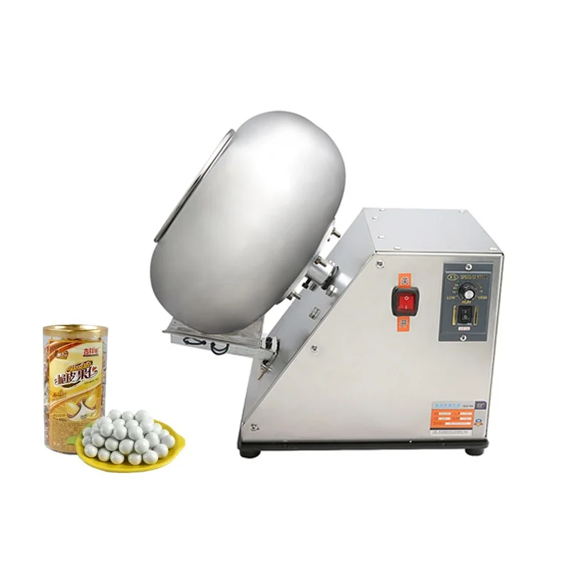 2-3KG/H Electric Peanut Sugar Coating Machine Stainless Steel Chocolate Coater Rounding Pills Film Coating Polishing Machine30CM