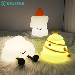 Cute Cloud Night Light Silicone Nursery USB Rechargeable Christmas Sleeping Bedside Lamp Touch Sensor Nightlights For Bedroom