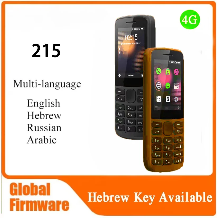 Original Refurbished 215 4G Dual Sim Unlocked GSM 900/1800 Bluetooth Mobile Phone Russian Arabic Hebrew Keyboard