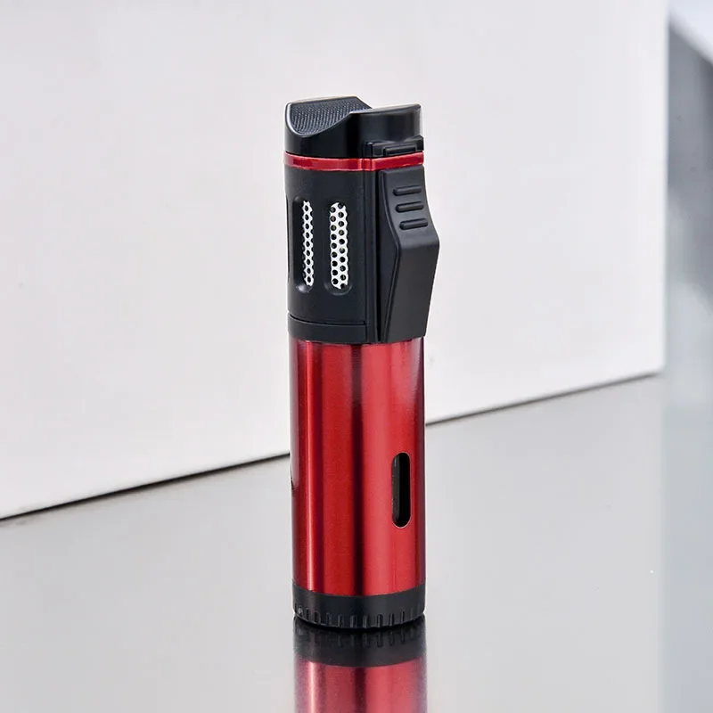 Portable Three-flame Straight-through Cigar Spray Gun Welding Outdoor Barbecue Lighter Igniter Gun Camping Emergency Tool