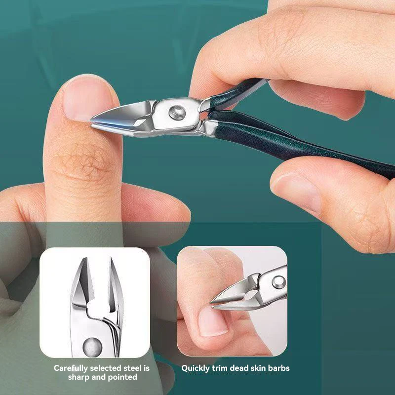 Nail Clipper Set, Home Nail Clippers, Dark Green 18-Piece Set, Pedicure, Exfoliation and Nail Care Tools