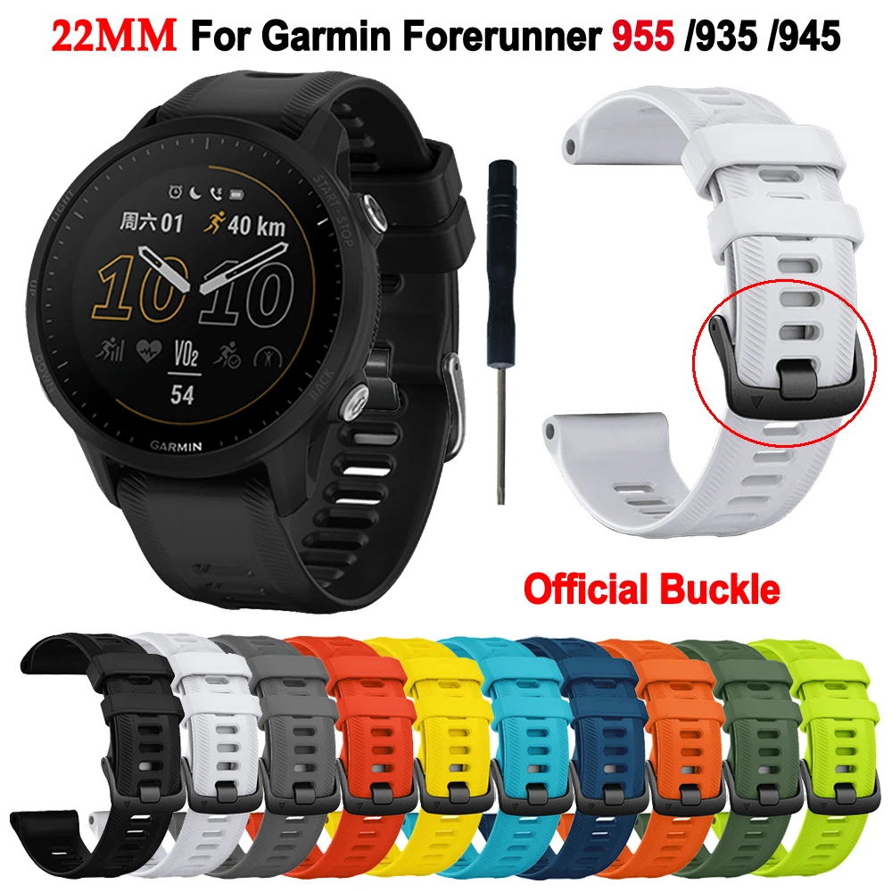 22mm oficial pulseira de silicone para garmin forerunner 955 935 945 pulseira fenix 7 6 pro 5 plus epix gen 2 acessórios