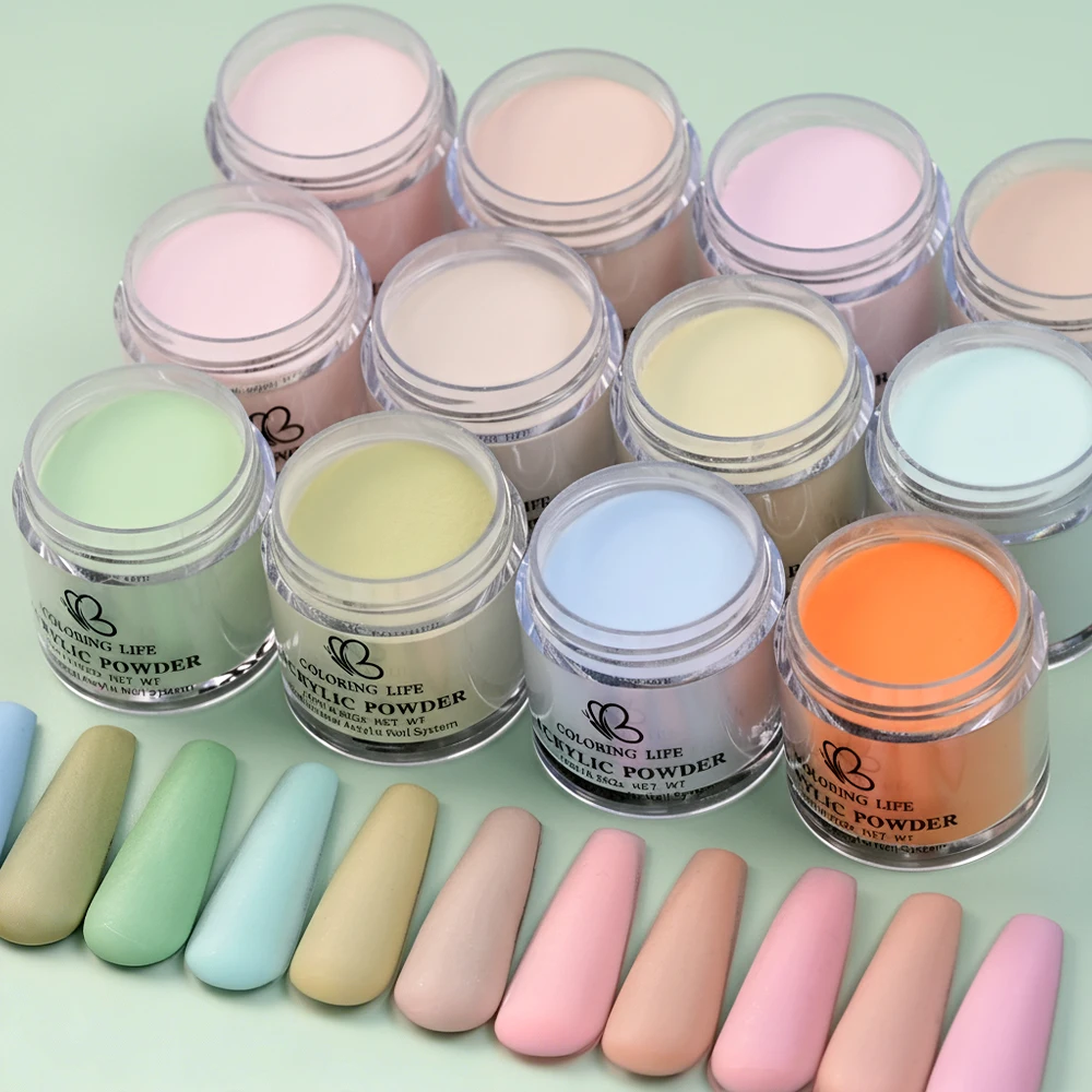 12Box/Set Colorful Professional Acrylic Nail Powder Pink/Blue/Green/Orange/Nude 12 Colors Polymer Nails Extension Accessories