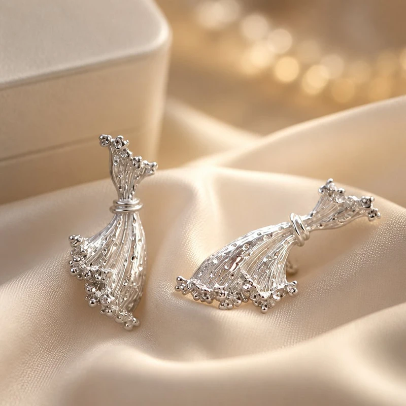 GANPUP Süße Blumen-Ohrhänger für Damen, Neue Mode, Silberfarben, Ohrstecker, Schmuck, Party, Valentinstagsgeschenk, сережки – Detail 6