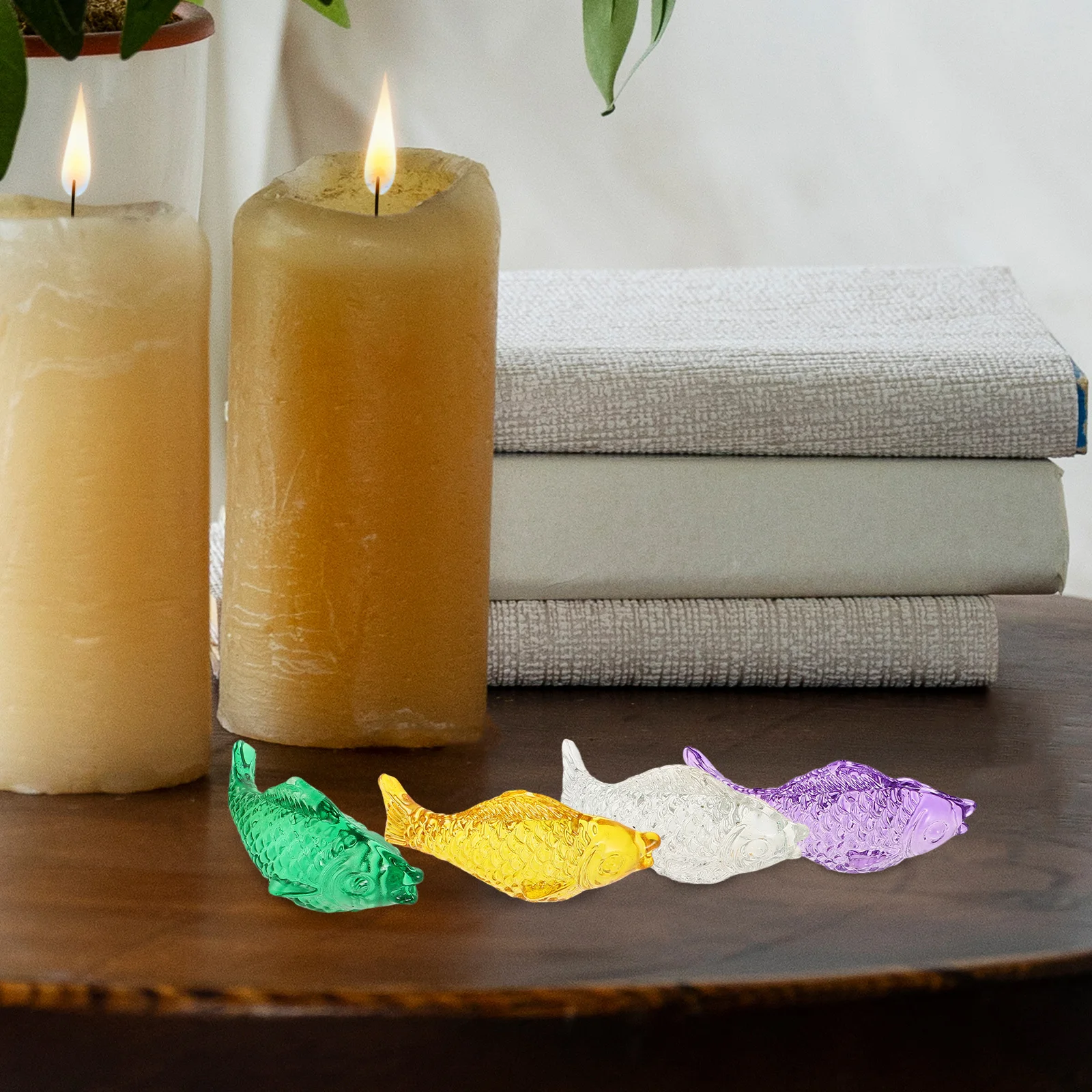 4 قطعة من الزجاج الدقيق على شكل سمكة كوي ديكور منزلي مظهر واقعي سطح أملس مثالي لأحواض السمك والطاولات #4