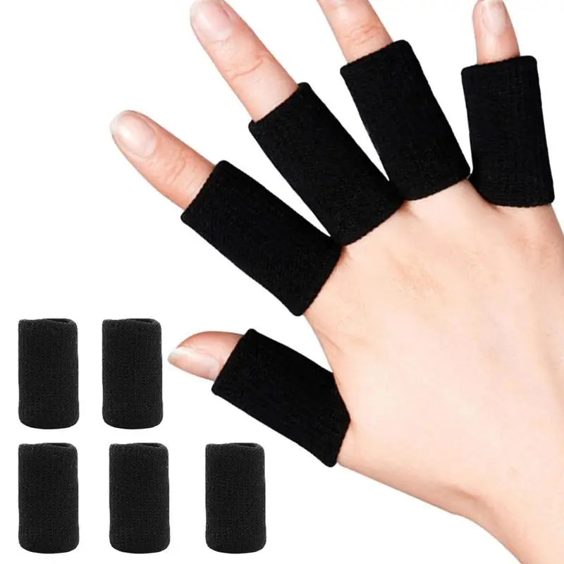 10Pcs/Set Elastic Finger Sleeves Thumb Brace Support Protector Breathable Finger Guard for Outdoor Sports Basketball Volleyball