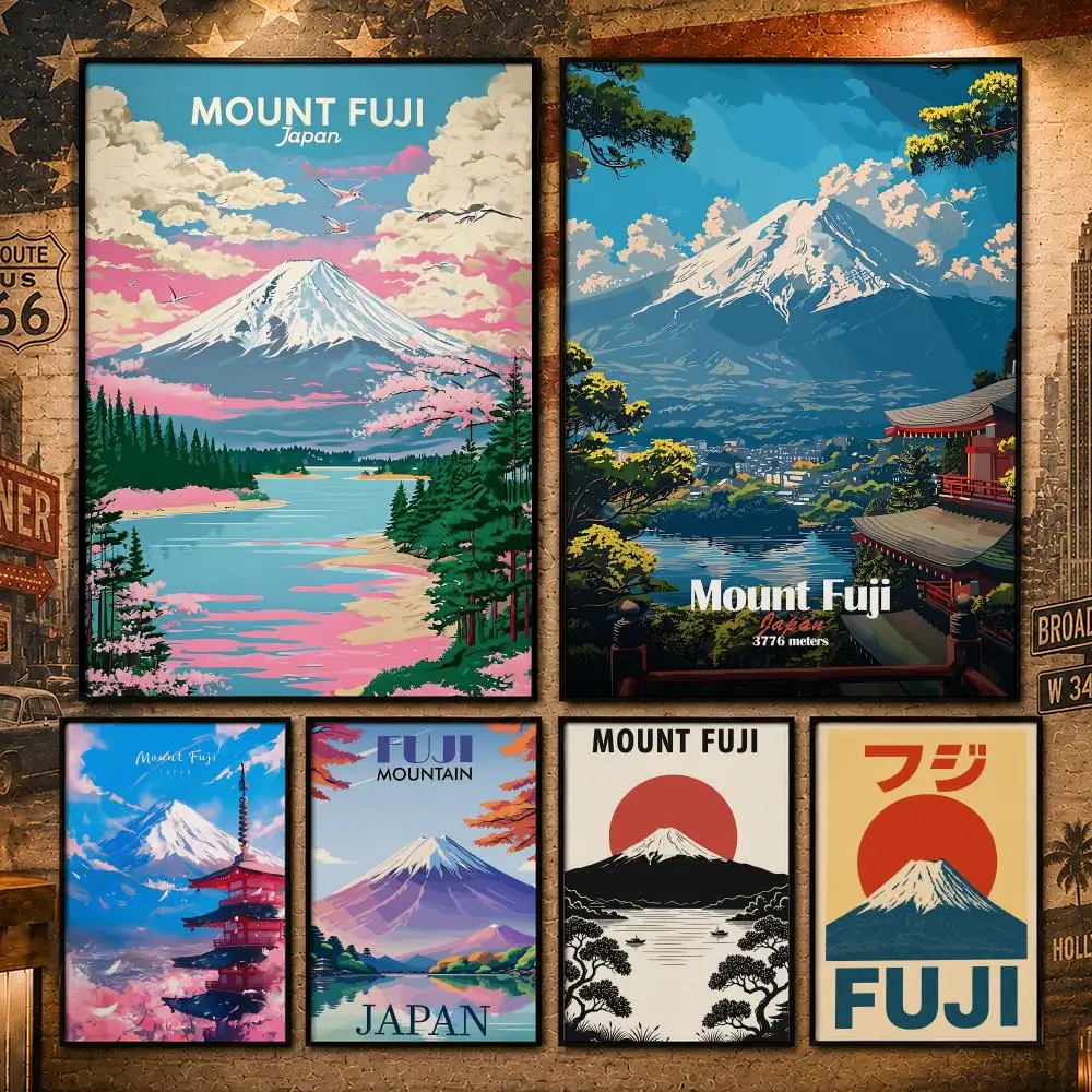 Iconic Mountain M-Mount FujiS Poster Vintage Retro Anime Poster Stickers Peel and Stick Wall Art Home Decor