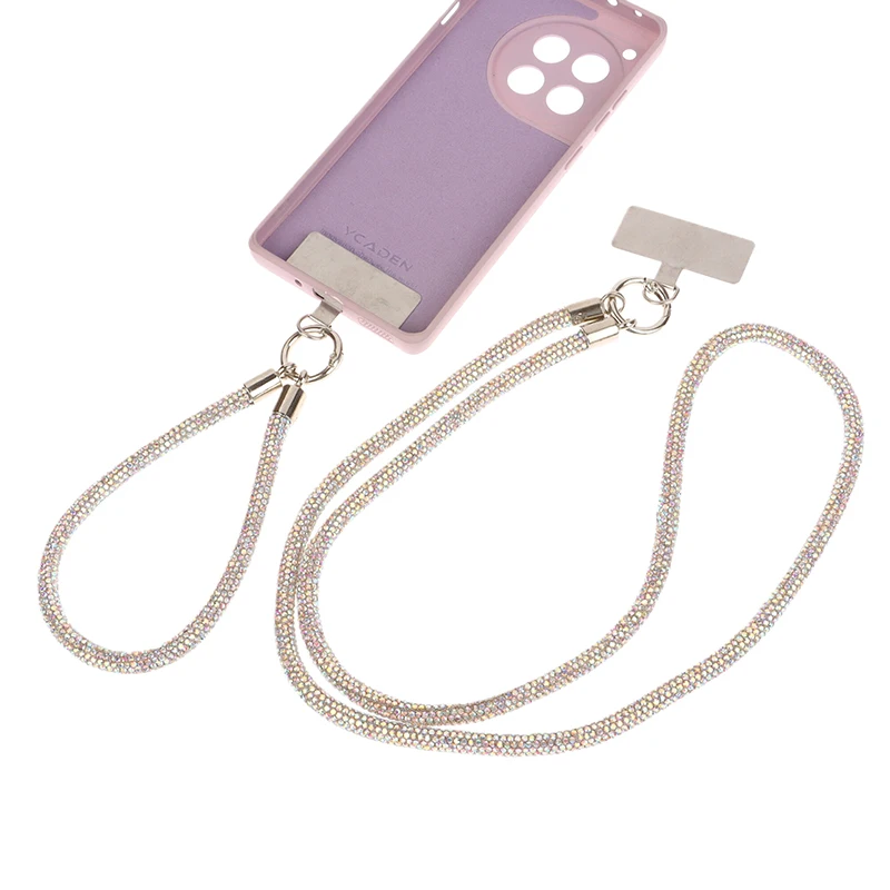 INS Style Glitter Rhinestone Phone Lanyard Bright Bling Bling Diamond Crystal Keychain Anti-lost Wrist Rope Phone Accessories
