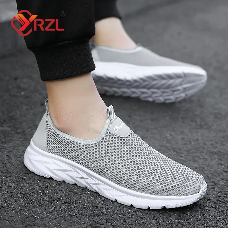 YRZL Breathable Men Casual Shoes Summer Lightweight Outdoor Male Walking Shoes Anti-slip Mens Sneakers Slip on Flats Size 39-46