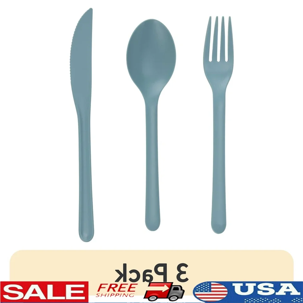 

Экологически чистый набор столовых приборов из переработанного пластика, прочная нетоксичная посуда из 3 предметов, столовая, пикника, вечеринки, можно мыть в посудомоечной машине, BPA