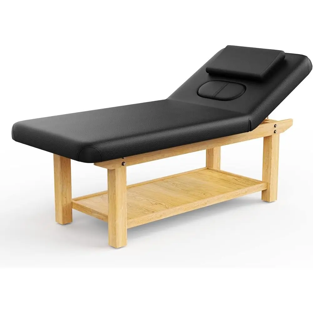 

Black 31.5 Wide PU Leather Stationary Massage Table for Clinical and Beauty Treatments