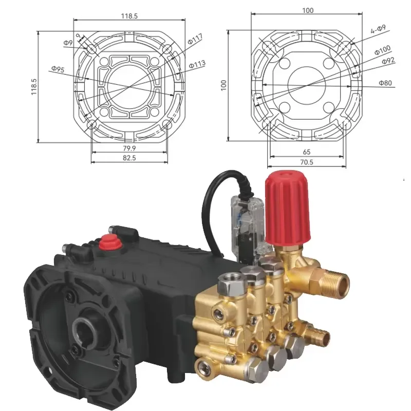 5.5KW 30L Min High Pressure Electric Water Pump 2900PSI 200Bar 220V Three Cylinder Plunger Jet for Car Wash Cleaning