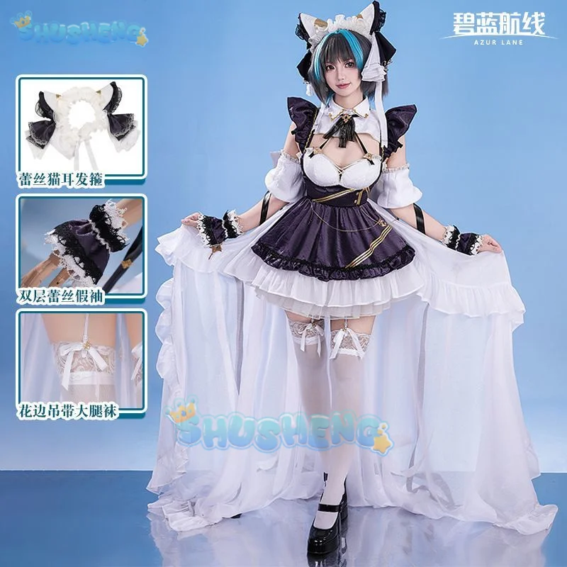 

Azur Lane Чешир Косплей Костюм Униформа Хэллоуин Карнавал Вечеринка Рождественская игра Ролевая одежда Одежда
