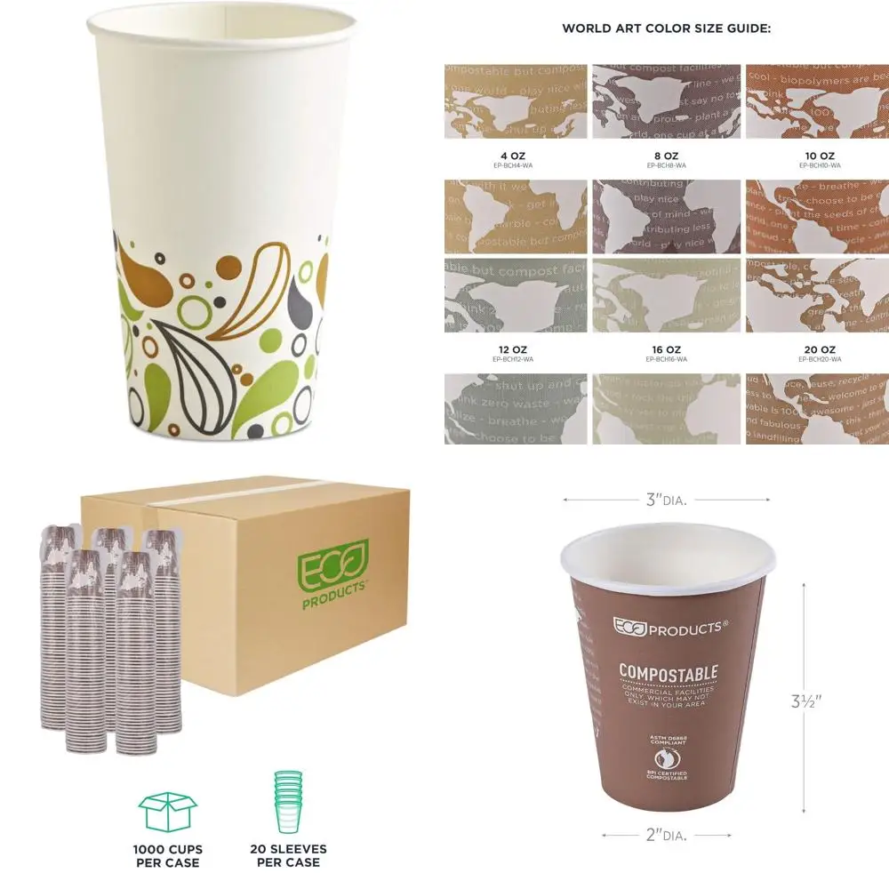 

16 oz Deerfield Patterned Paper Hot Cups, 50 per Pack, 20 Packs per Carton, Large Capacity for Beverages