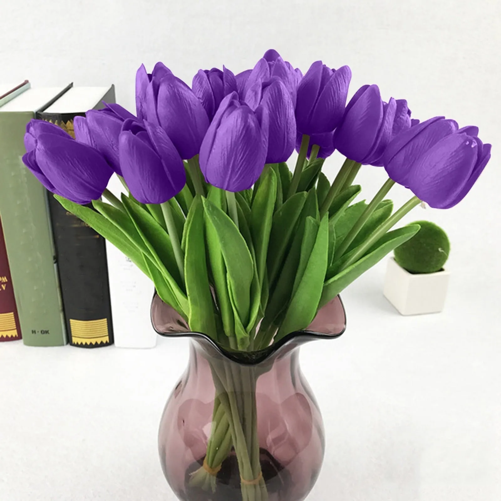 10Pcs Artificial Flowers Tulip Bouquet Unique Purple Tulip Fake Flowers Plastic bouquet Garden Decor Bouquet Vase Decor Plants